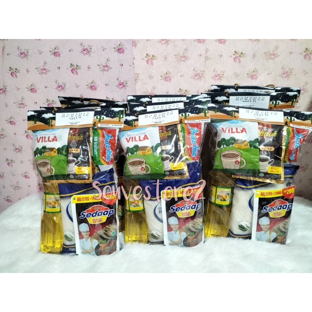 Paket Sembako Lengkap Berbagi Idul Fitri/ Hajatan Berbagi lainnya custom label paketan sembako surab