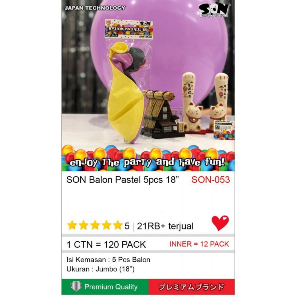 SON BALON 18 INCH MIX COLOR (5 PCS)