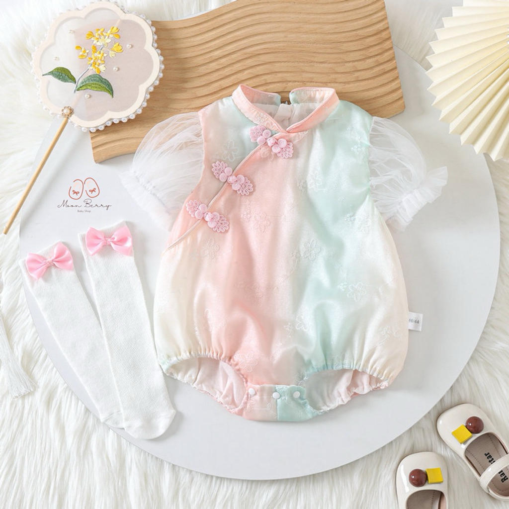 Moonberry - Amei Cheongsam Jumper | Romper Jumper bayi perempuan/Cheongsam bayi perempuan/baju bayi 