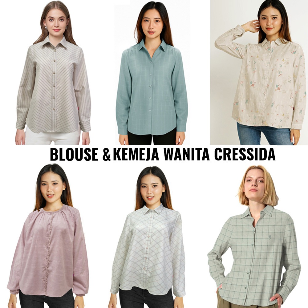 CRESSIDA LADIES KEMEJA WANITA LENGAN PANJANG BLOUSE WANITA ELEGAN KEKINIAN PREMIUM ORI TERBARU