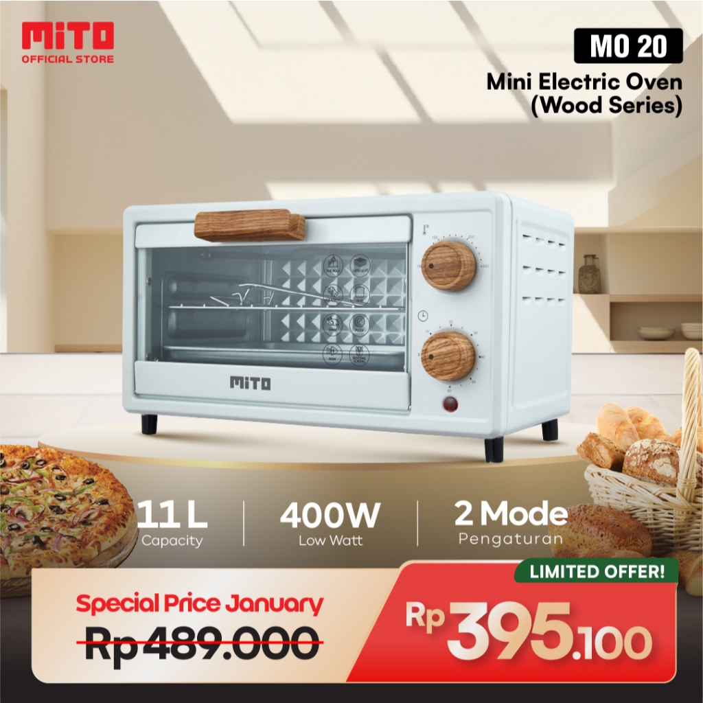 MITO Oven Listrik Mini MO20 11L Pemanggang Kue - White