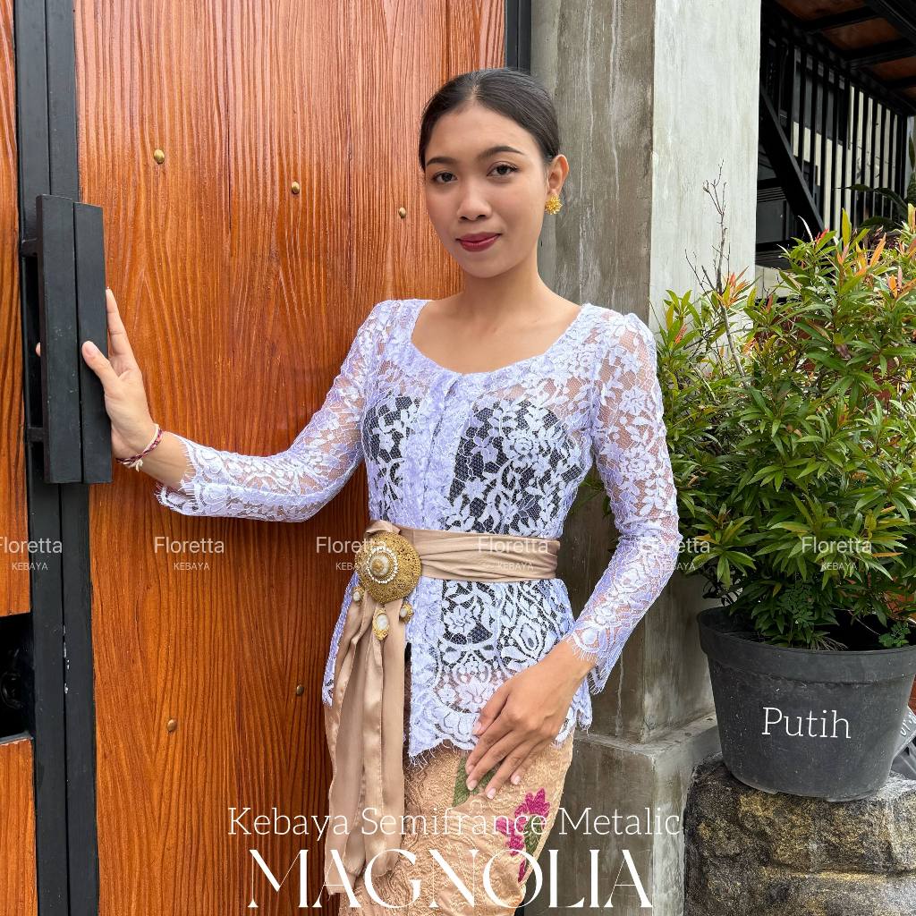(HANYA KEBAYA) Baju Kebaya Jadi Brokat Semifrance Metalik Magnolia Kebaya Bali Modern Wisuda