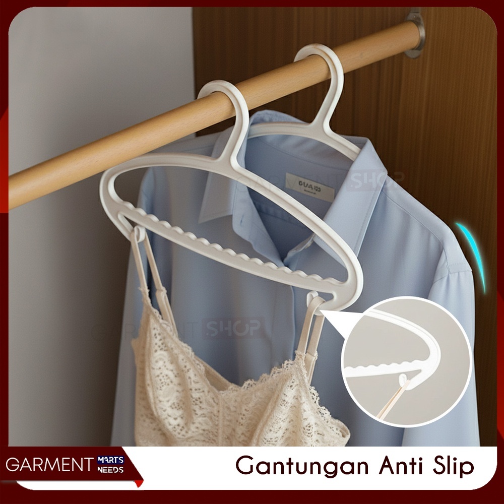 Gantungan Baju Anti Slip Modern Hanger Plastik Melengkung Bahan PP Tebal Perlengkapan Laundry Jemura