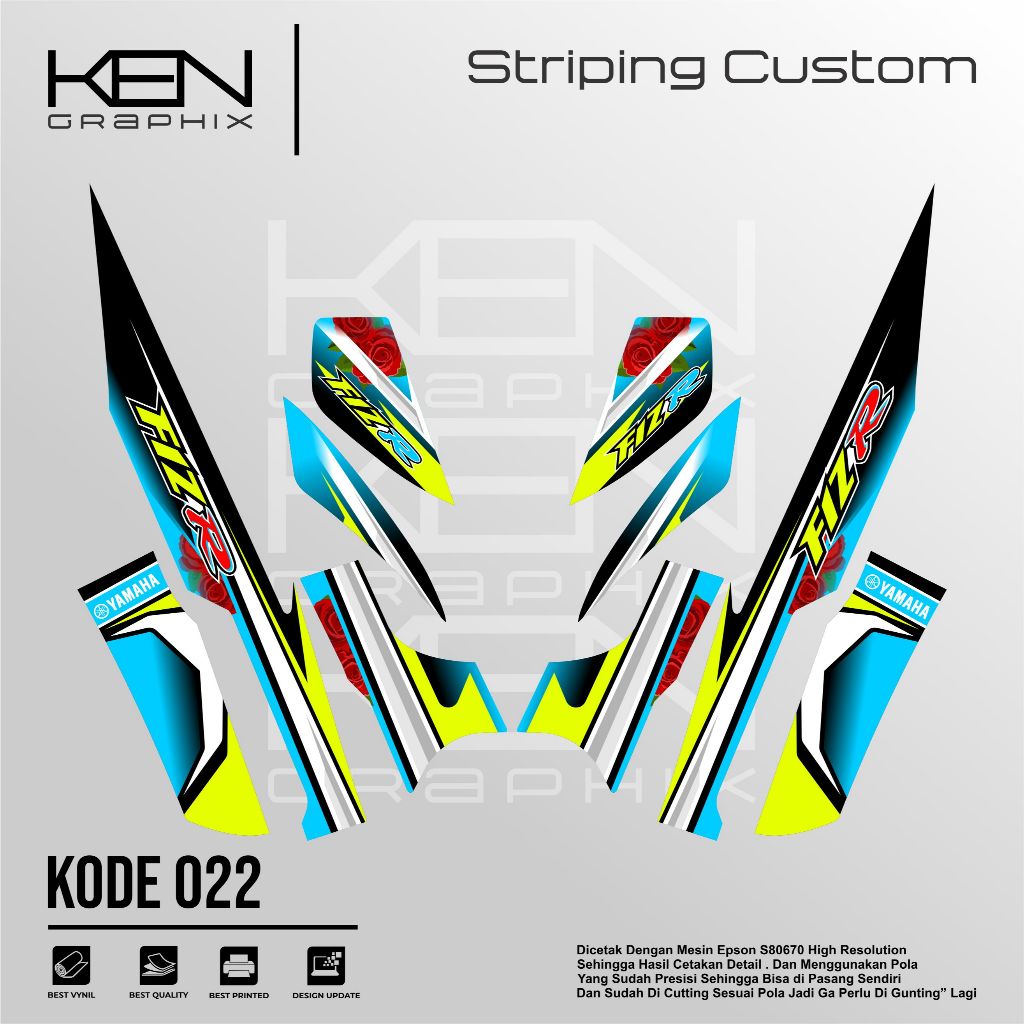 STICKER MOTOR YAMAHA FIZ R/DECAL FIZ R/DECAL VARIASI FIZ/KODE 022
