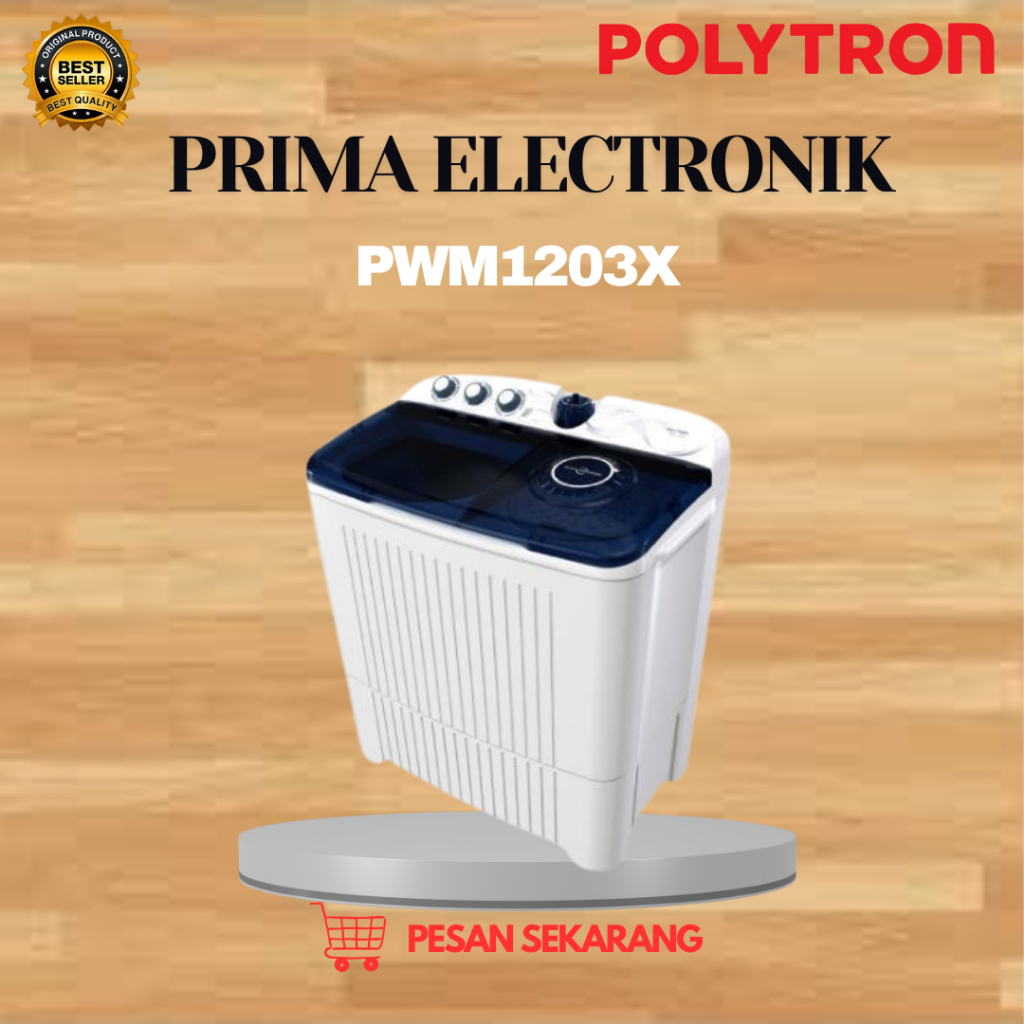 POLYTRON Mesin Cuci 2 Tabung PWM 1203X 12KG/ PWM-1203X/PWM 1203X/POLYTRON MESIN CUCI/MESIN CUCI 12KG
