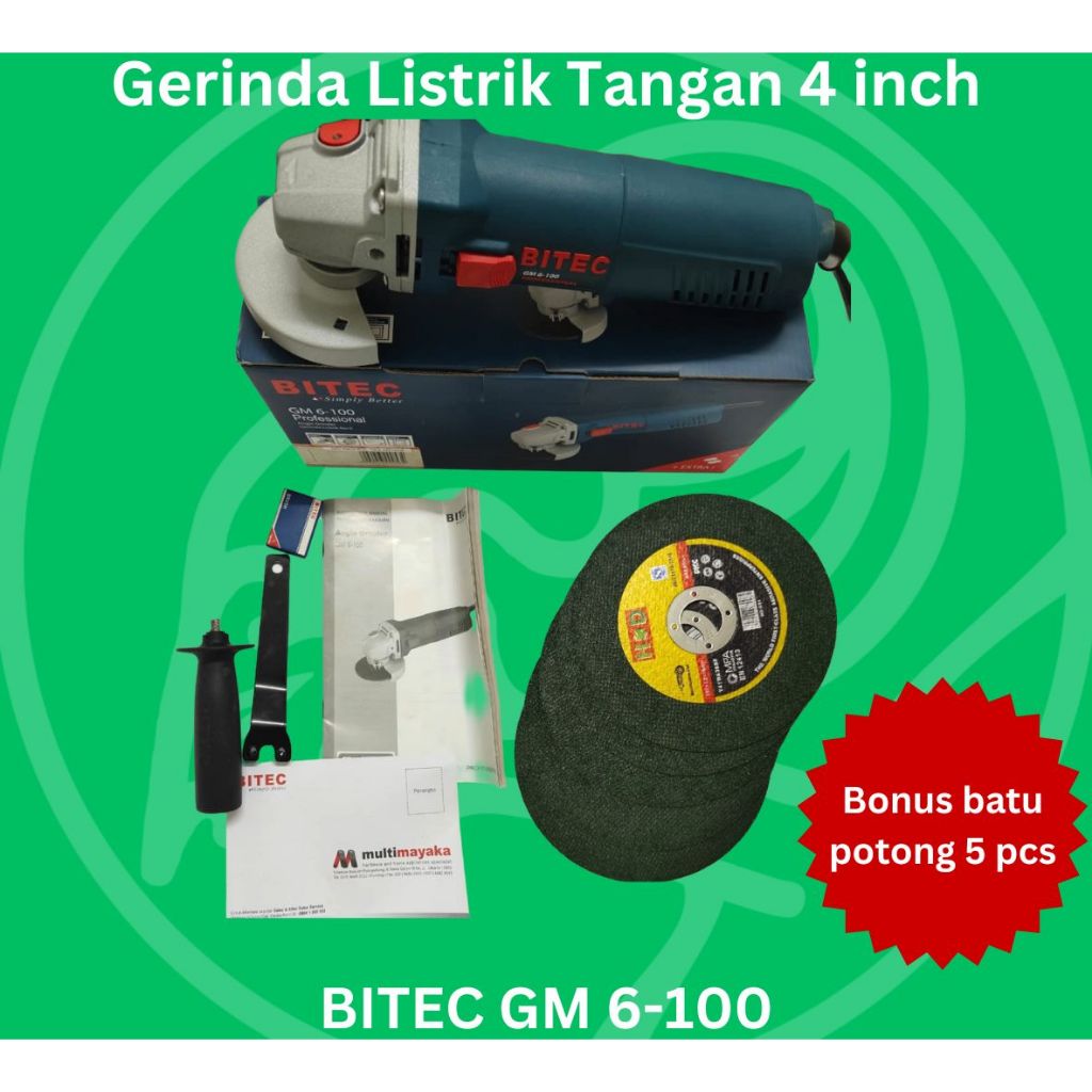 BITEC GM 6-100HD Gerinda tangan BITEC GM6-100HD Bonus Batu Gerinda potong HD 5 pcs Gerinda Bitec