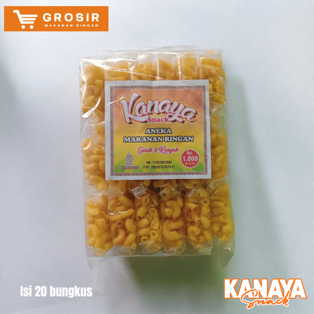 Makaroni Asin Original Snack 1000an Isi 20 Bungkus | Grosir Snack Murah Kanaya