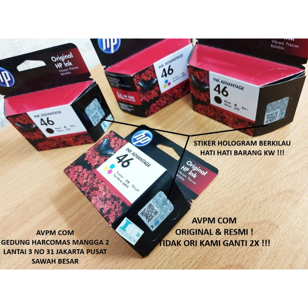 Tinta HP 46 Black Colour Original Cartridge for TInta Printer HP 2520HC 4729