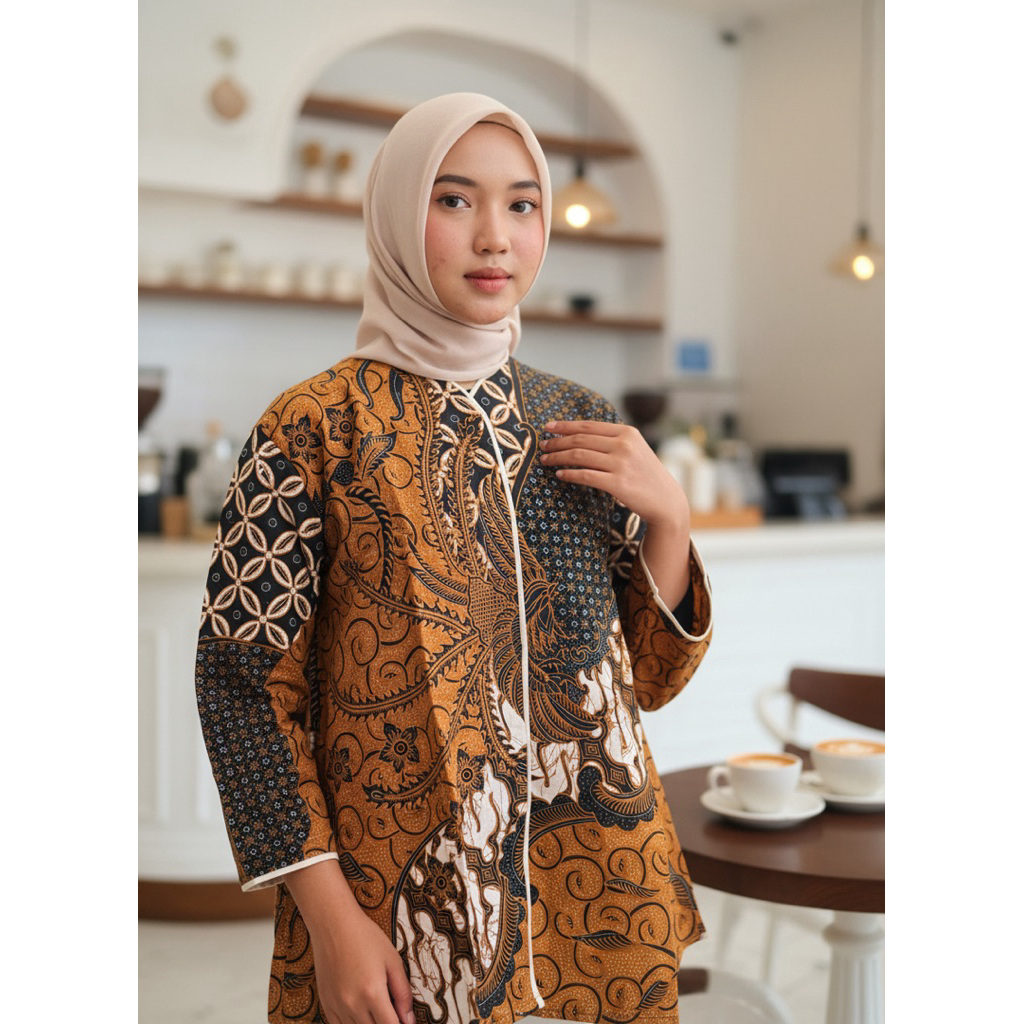 Kinanty Blouse Batik Wanita Kerja Kantor Modern & Elegan