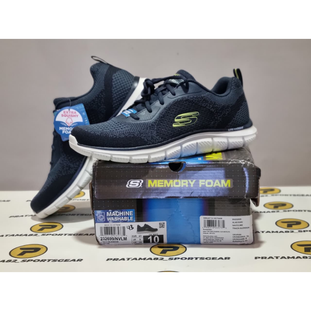 SIZE 43 ( 28 CM ) - ORIGINAL ASLI SKECHERS SPORT TRACK GLENDOR KNIT SEPATU PRIA OLAHRAGA TRAINING CA
