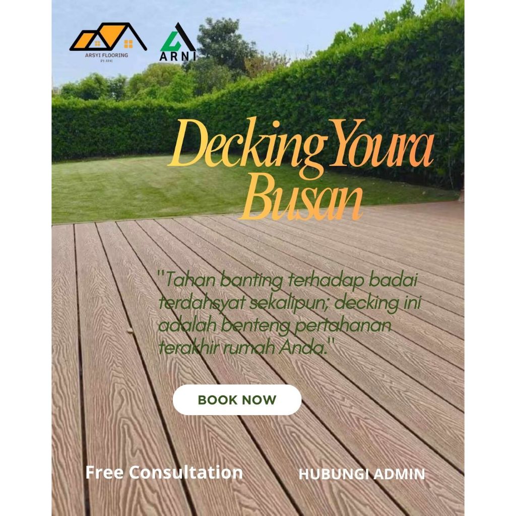 Decking WPC Outdoor YOURA BUSAN Series Decking Kayu Lantai Kolam Renang Motif Kayu