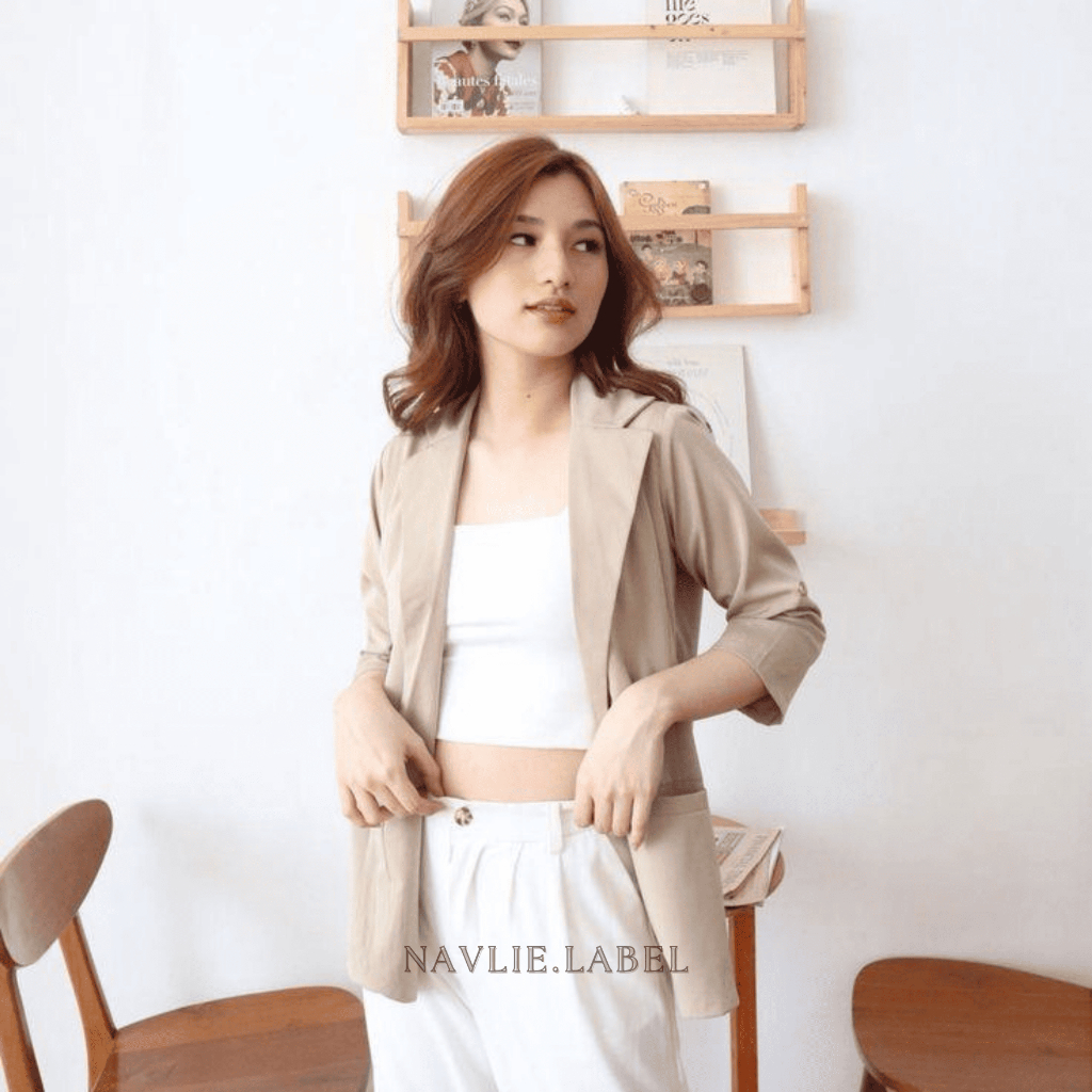 BLAZER WANITA KERAH PANJANG TANPA KANCING