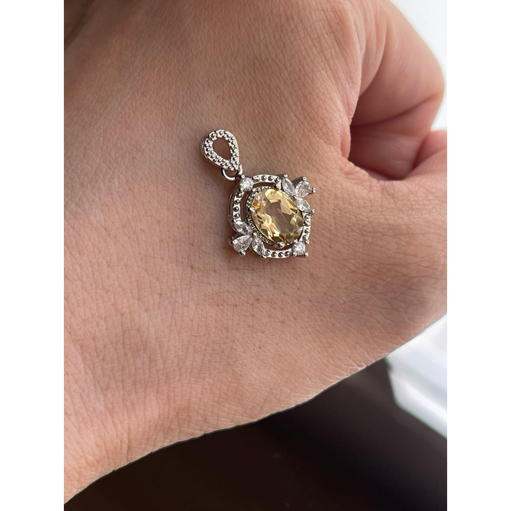 pendant citrine lapis silver s925 dengan sertifikat