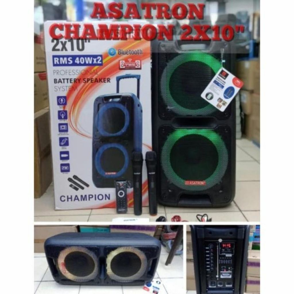Asatron Champion Dual 10 Inch Bluetooth Party Speaker