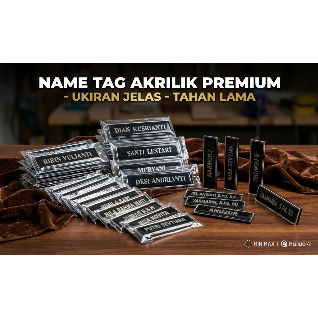 Papan Nama Dada Custom Akrilik Satuan - Name Tag Kantor Sekolah