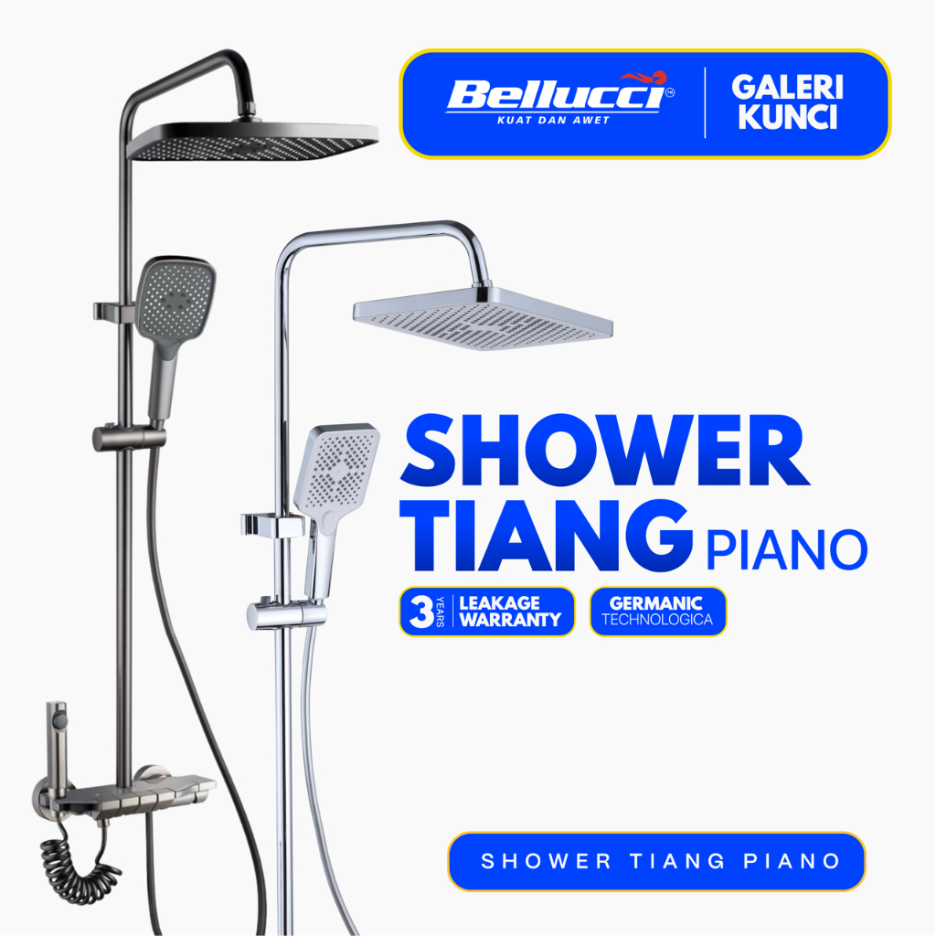 BELLUCCI Shower Tiang Piano 4 Outlet Air dan Mixer Panas Dingin