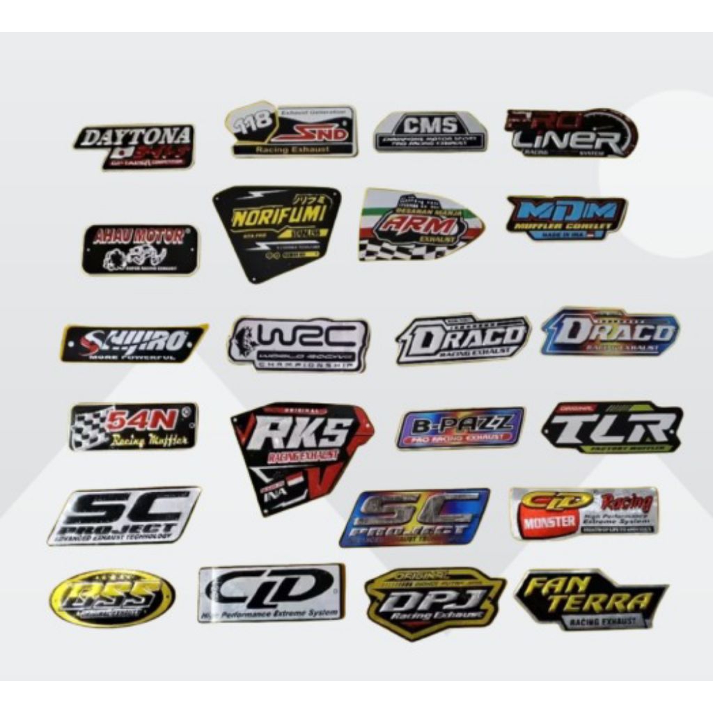 Stiker Logo Emblem Knalpot racing bahan aluminium high Quality