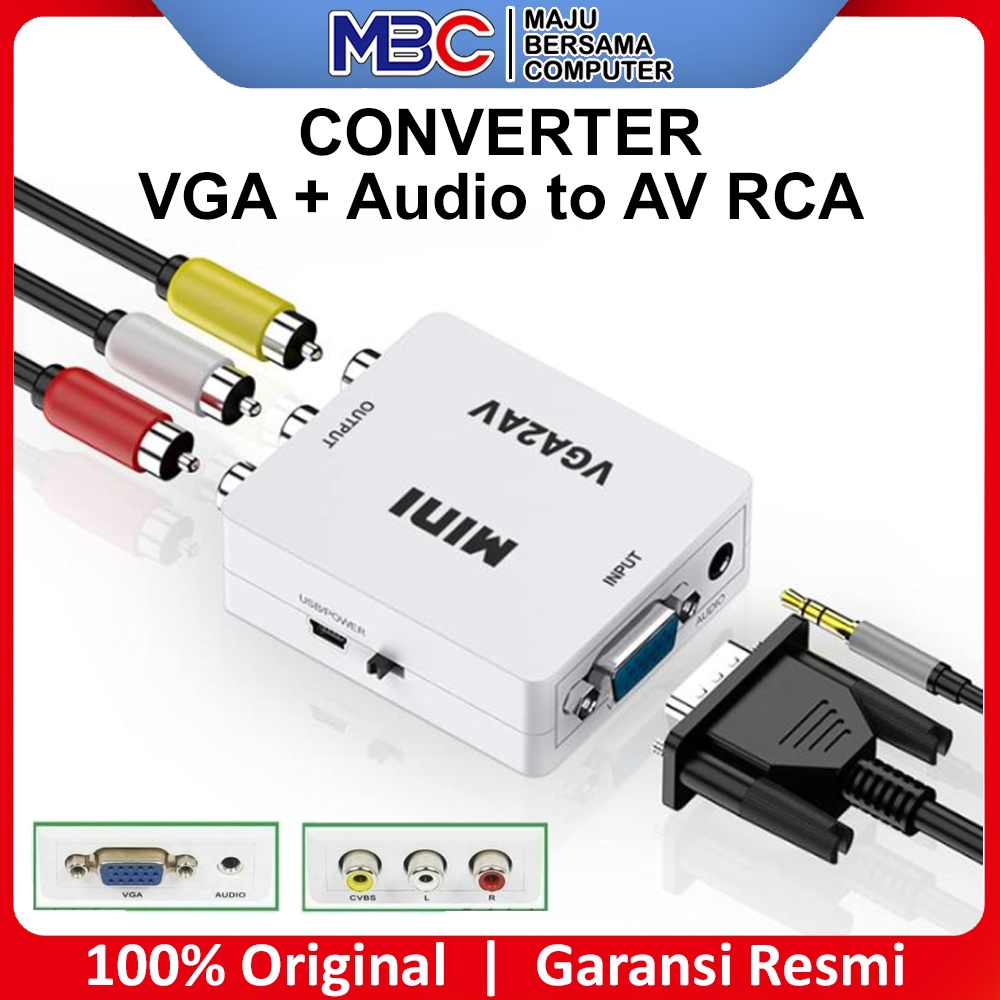 Converter VGA TO AV / VGA TO RCA / Converter vga to rca box biru