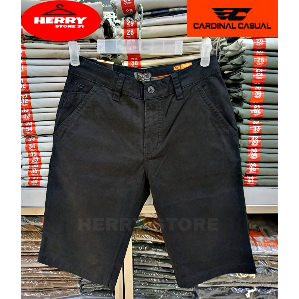 CELANA PENDEK CARDINAL CASUAL ORIGINAL SLIMFIT WARNA HITAM