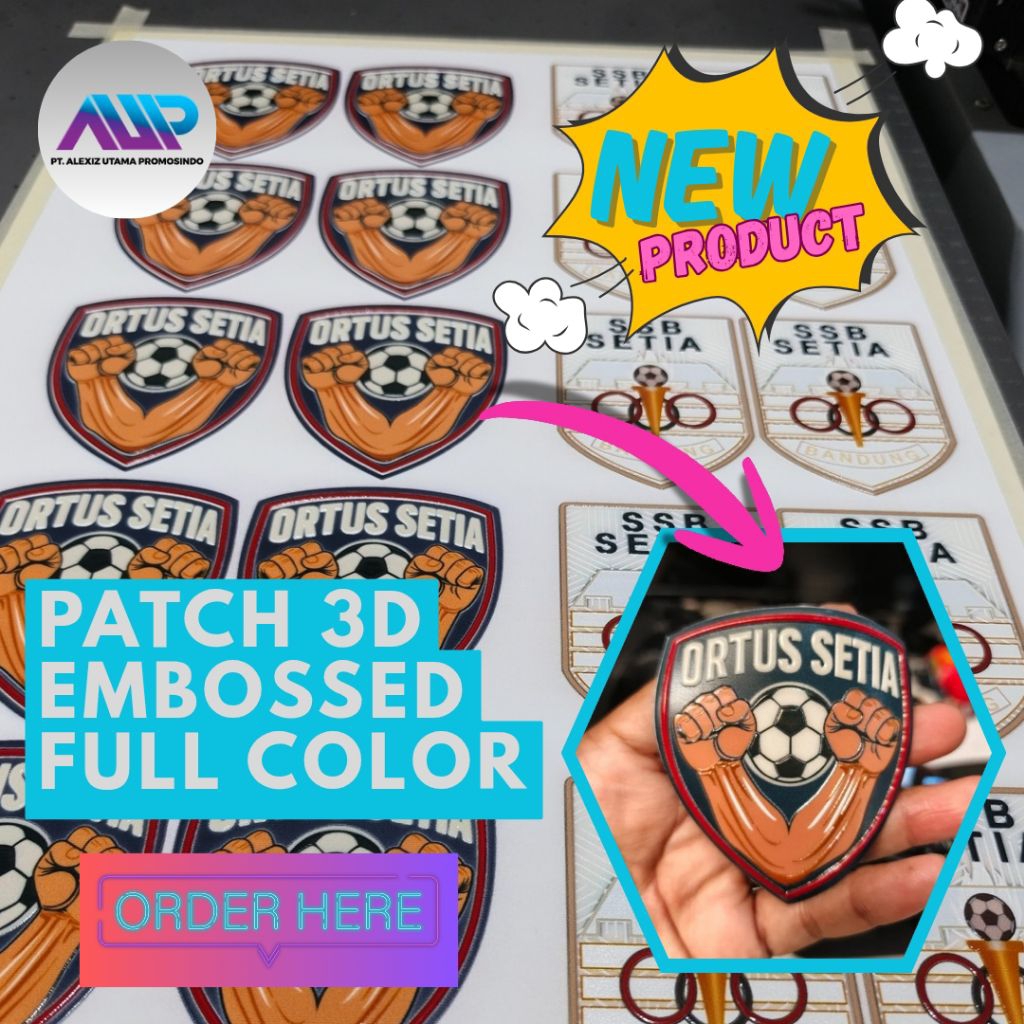 Label patch 3D embossed silikon full color, jersey club, logo 3d silikon, rubber patch, mudah tingga