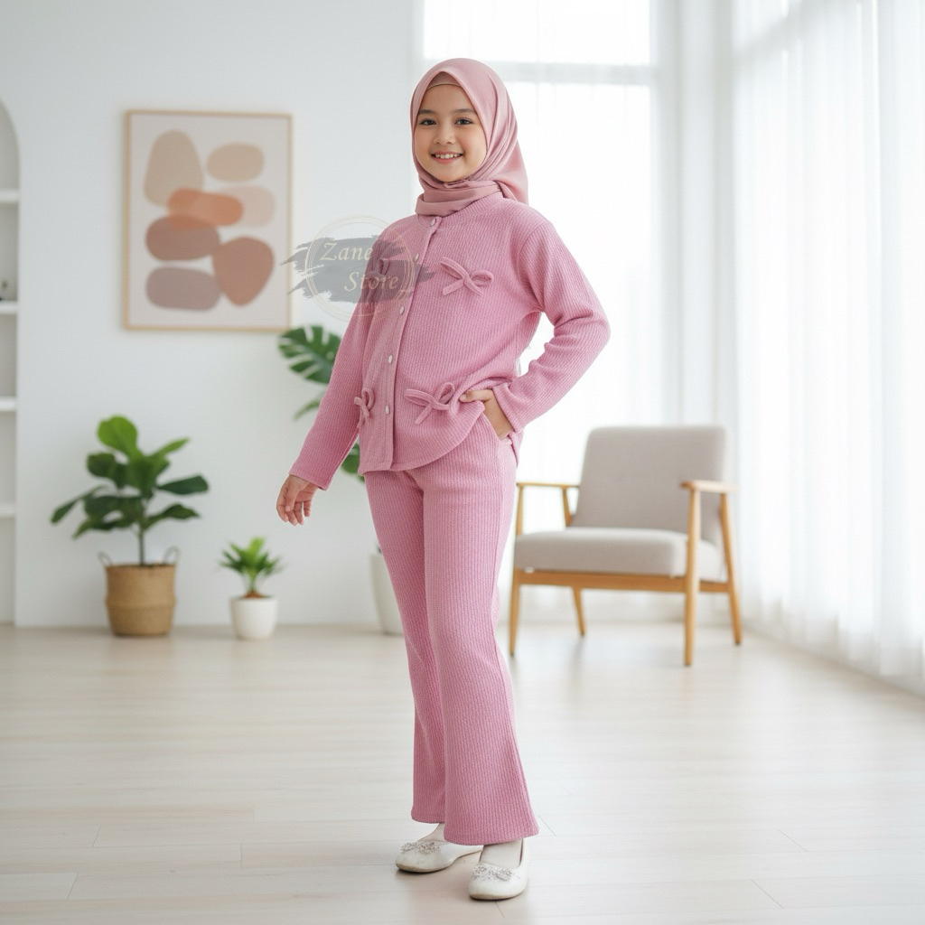 Zane Store - Dawiya oneset knitt anak / Ribbon knitt baju anak permpuan ootd lucu / oneset knitt pre