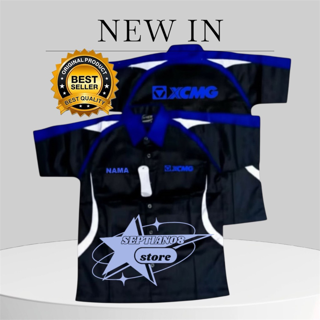 kemeja xcmg terbaru full bordir baju xcmg lengan pendek free nama