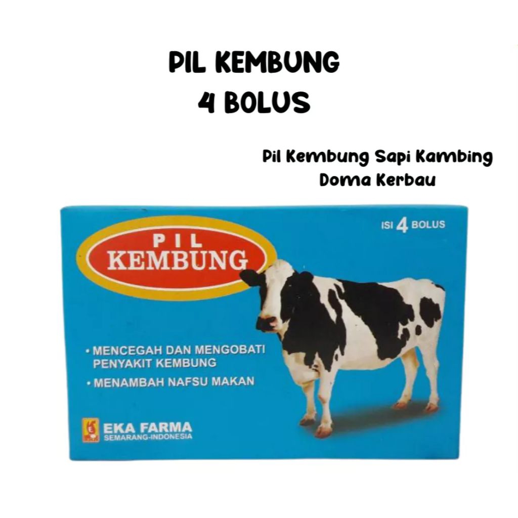 OBAT PIL KEMBUNG TERNAK EKA FARMA ISI 4 BOLUS OBAT JAMU MENGOBATI DAN MENCEGAH PENYAKIT  KEMBUNG / M