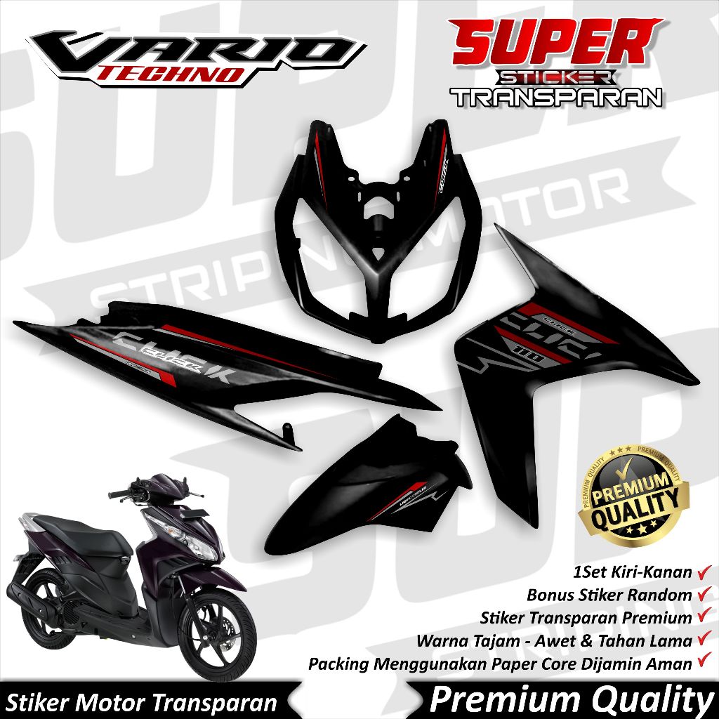 Stiker Transparan Vario 110 Techno karbu Anti Luntur keren Striping Vario Techno Striping Honda Vari