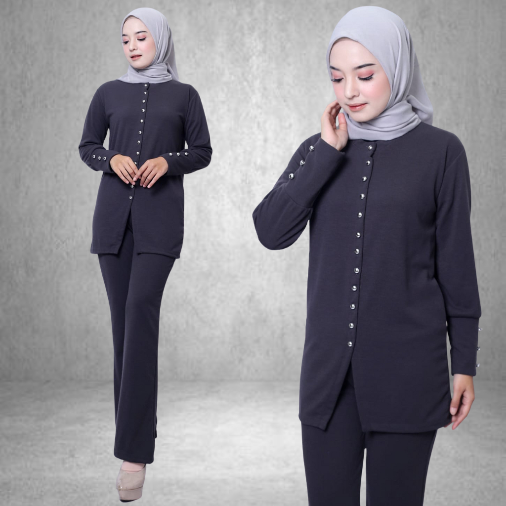 Oneset Kulot Kanza Tunik Rajut Premium/ setelan Kulot Rajut Premium (Kulot + Atasan)