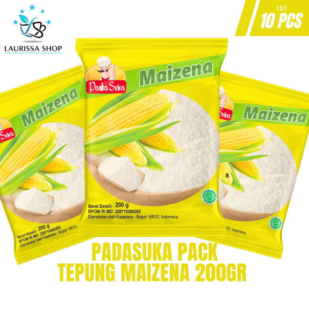 Padasuka Tepung Maizena 200gr ISI 10 PCS | Maizena Jagung Asli, Tepung Kualitas Premium
