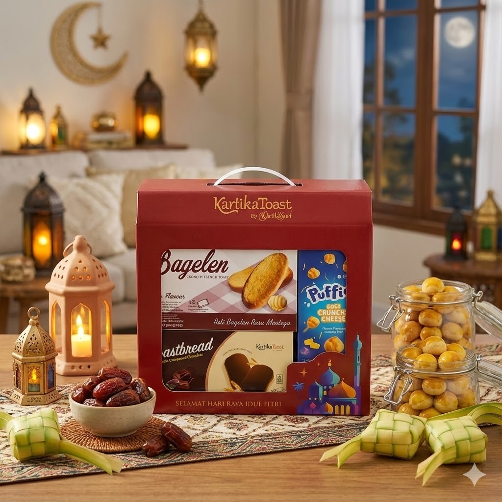 Paket Hampers Idul Fitri Lebaran 2026 isi 3 pcs Kartika Toast by Kartika Sari (Merah)
