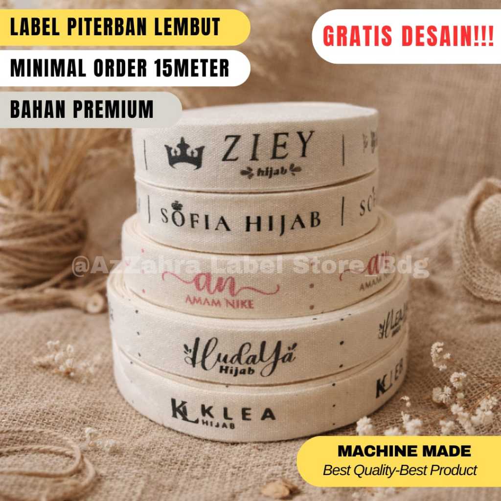 Label Piterban import 15 meter / katun halus / label hijab / label murah berkualitas