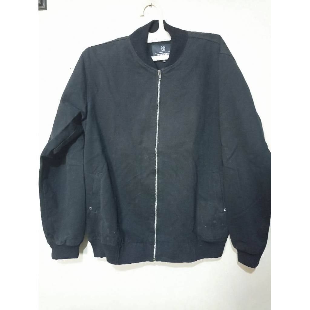 jaket pria Suede bomber black hitam steigen new with tag pl preloved