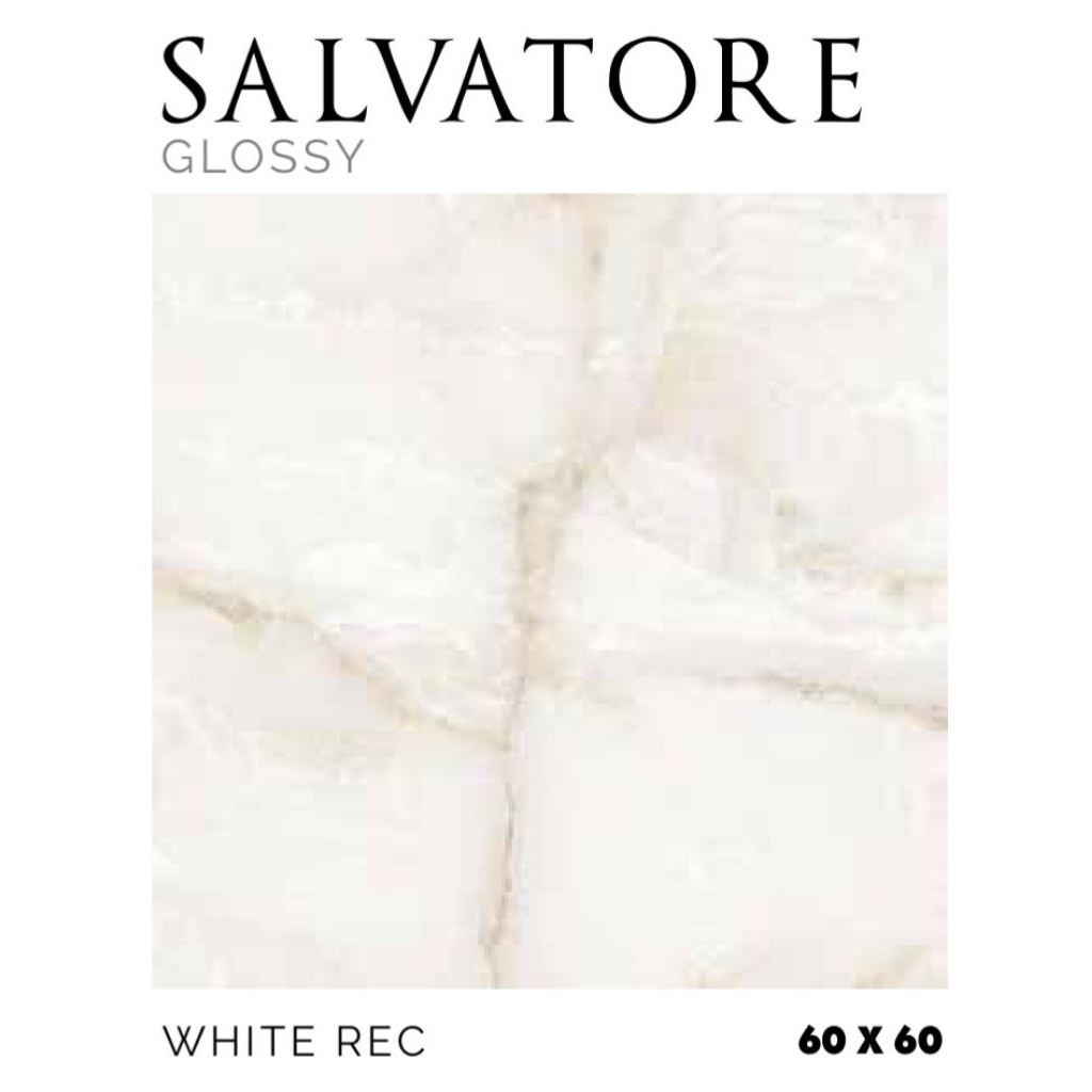 Keramik Merk Platinum Salvatore White ukuran 60x60 cm tekstur Glossy
