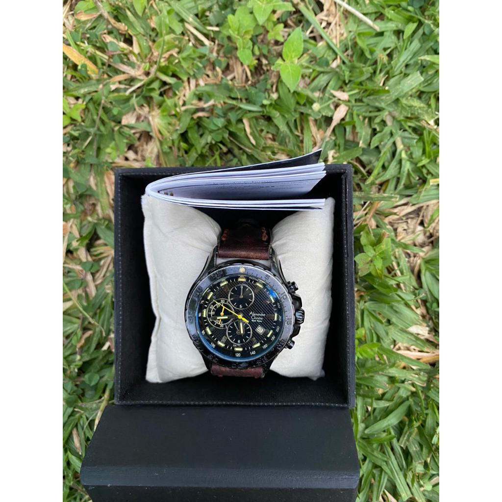 Jam Tangan Pria Alexandre Christie AC 6092 MC Original Cowok Strap Tali Kulit