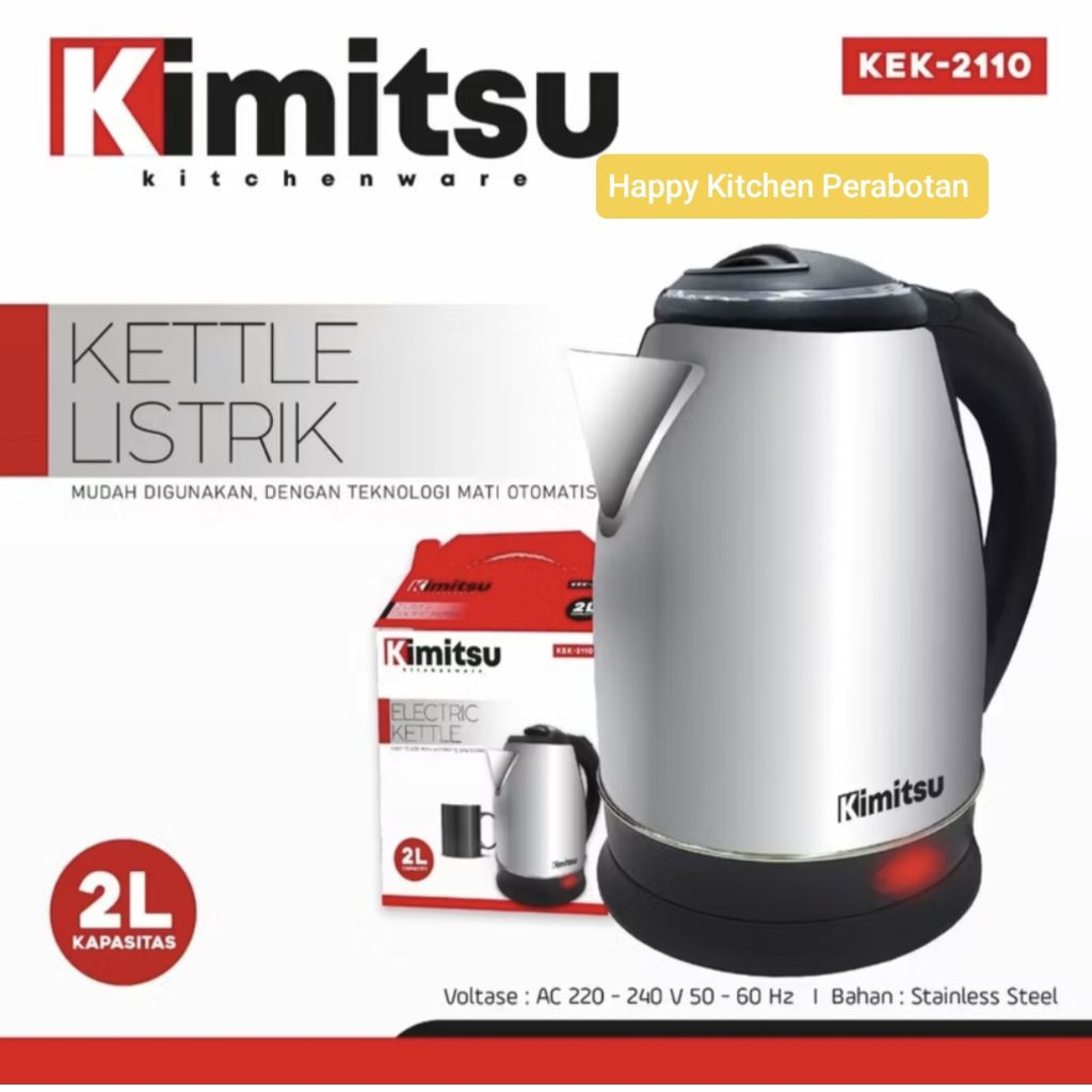 KETTLE AIR PANAS KIMITSU 2 LT TEKO LISTRIK AIR LISTRIK