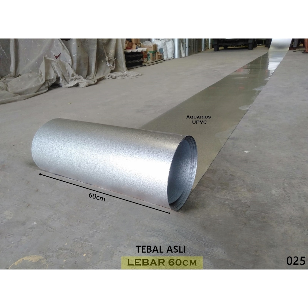 Seng Talang Lebar 60cm Tebal 025mm Rol Plat sheet Galvalum 600mm Permeter Anti Karat