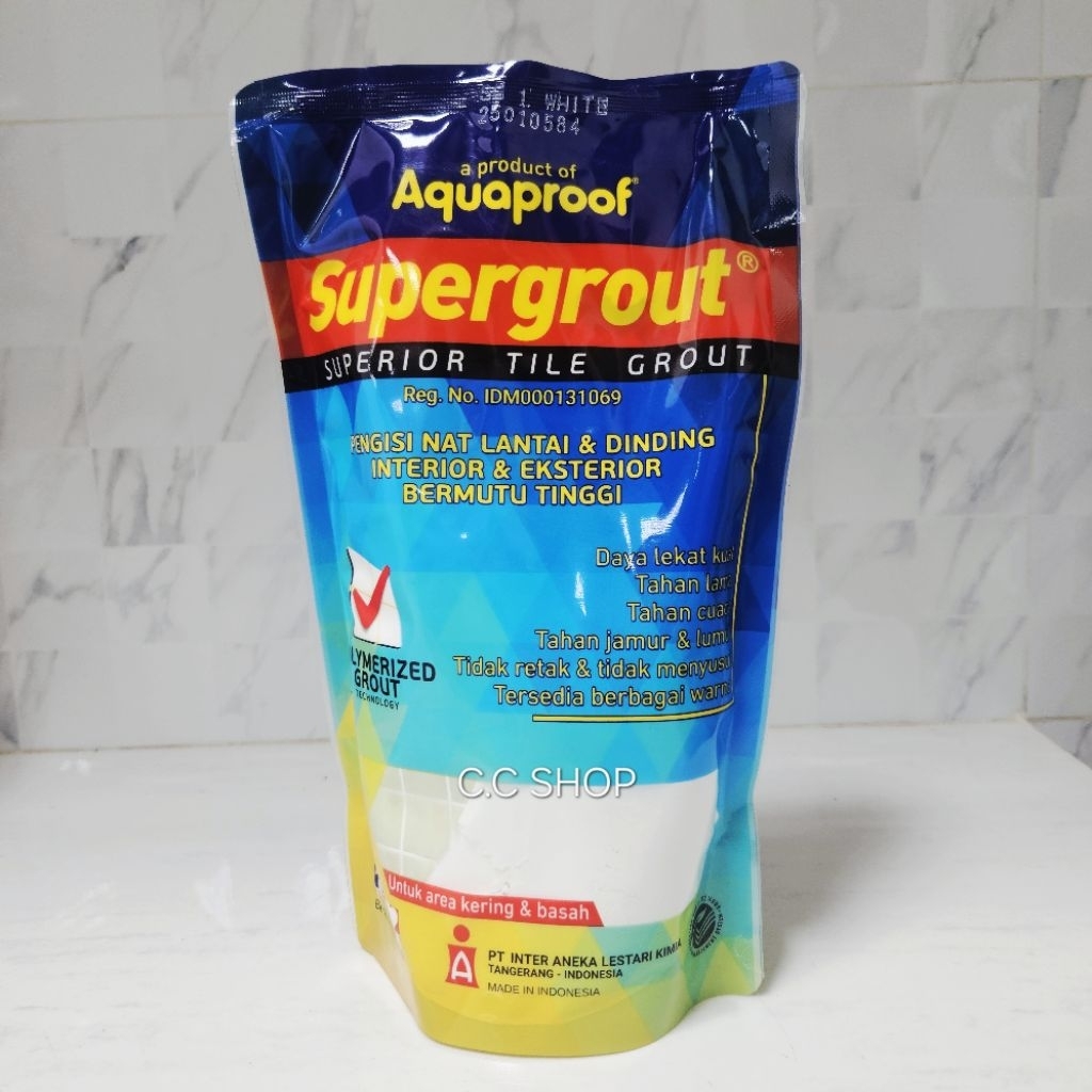 SUPERGROUT AQUAPROOF Nat 1kg / Semen Nat Ubin Keramik White 1 kg / Tile Grout Warna Putih / Pengisi 