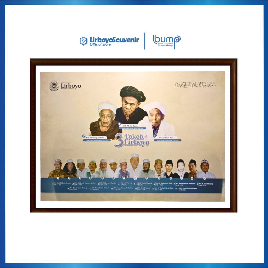 Poster Masyayikh 3 Tokoh dan Dzuriyah Lirboyo Landschap Cream A3+