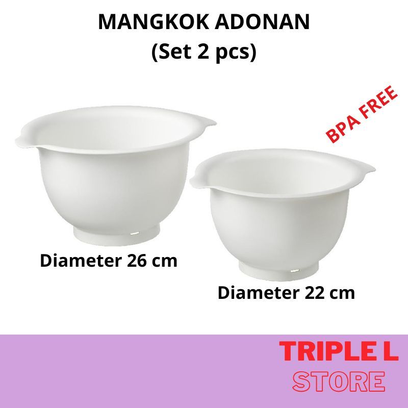 Mangkok  Baskom Wadah Adonan Kue Kocokan Telur Plastik Set 2 pcs