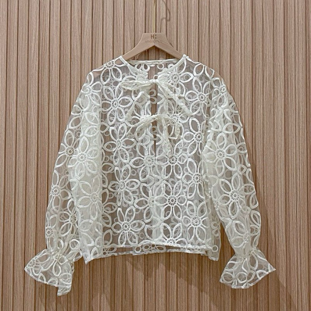 BLOUSE ORGANZA BORDIR BUNGA OUTER ORGANZA BORDIR PITA