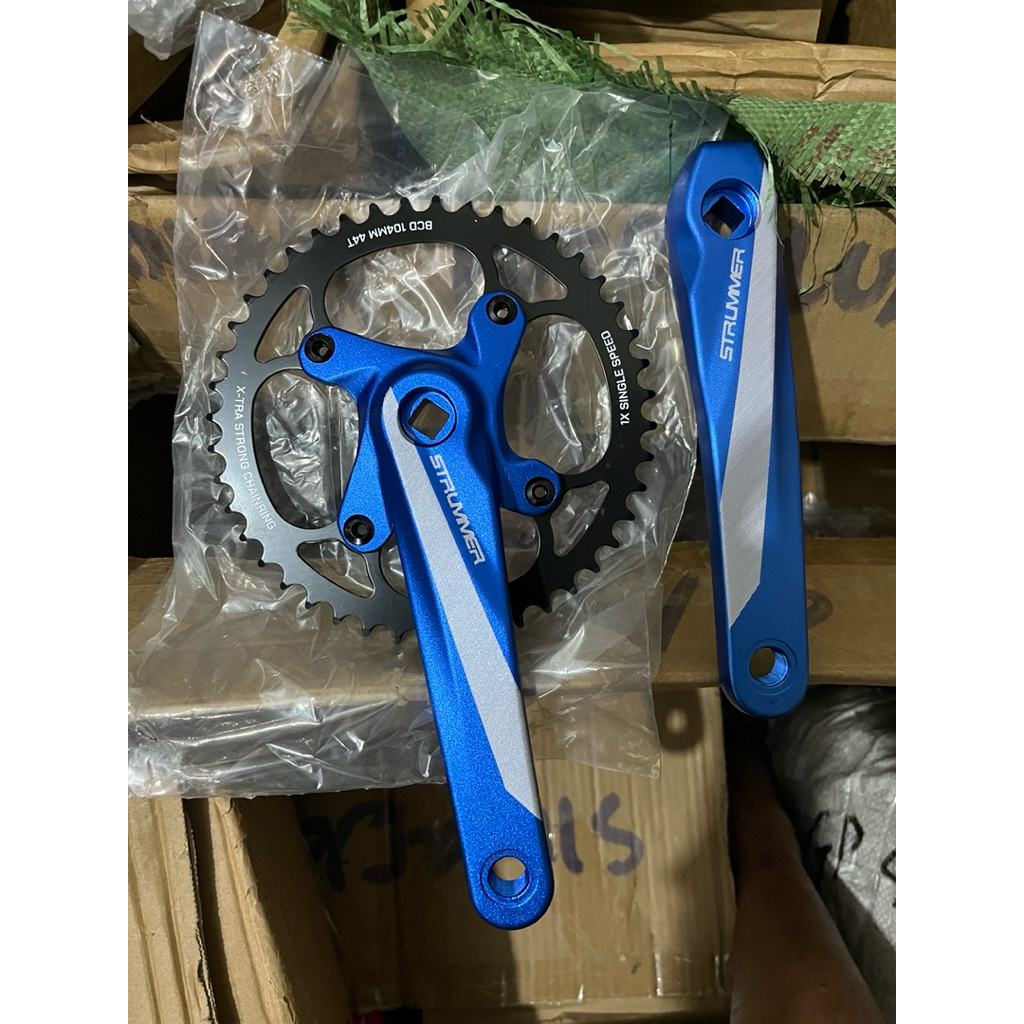 Crankset Strummer HT 1 BB Kotak singel Alloy CW7 44T/ chainwheel strummer 44T Bmx, Fixie, mtb