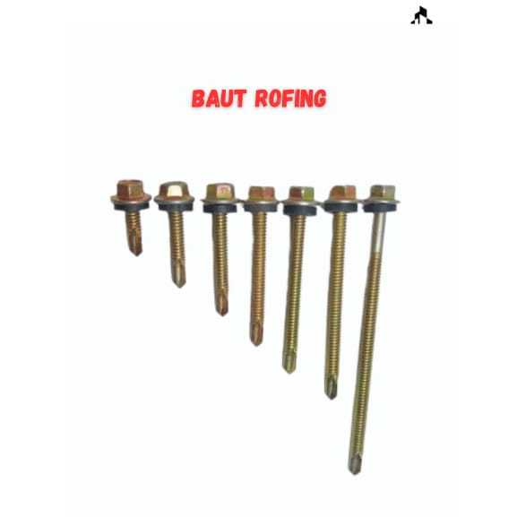 Baut Roofing Kuning / Baut Baja Ringan / Baut Galvalum  isi 100