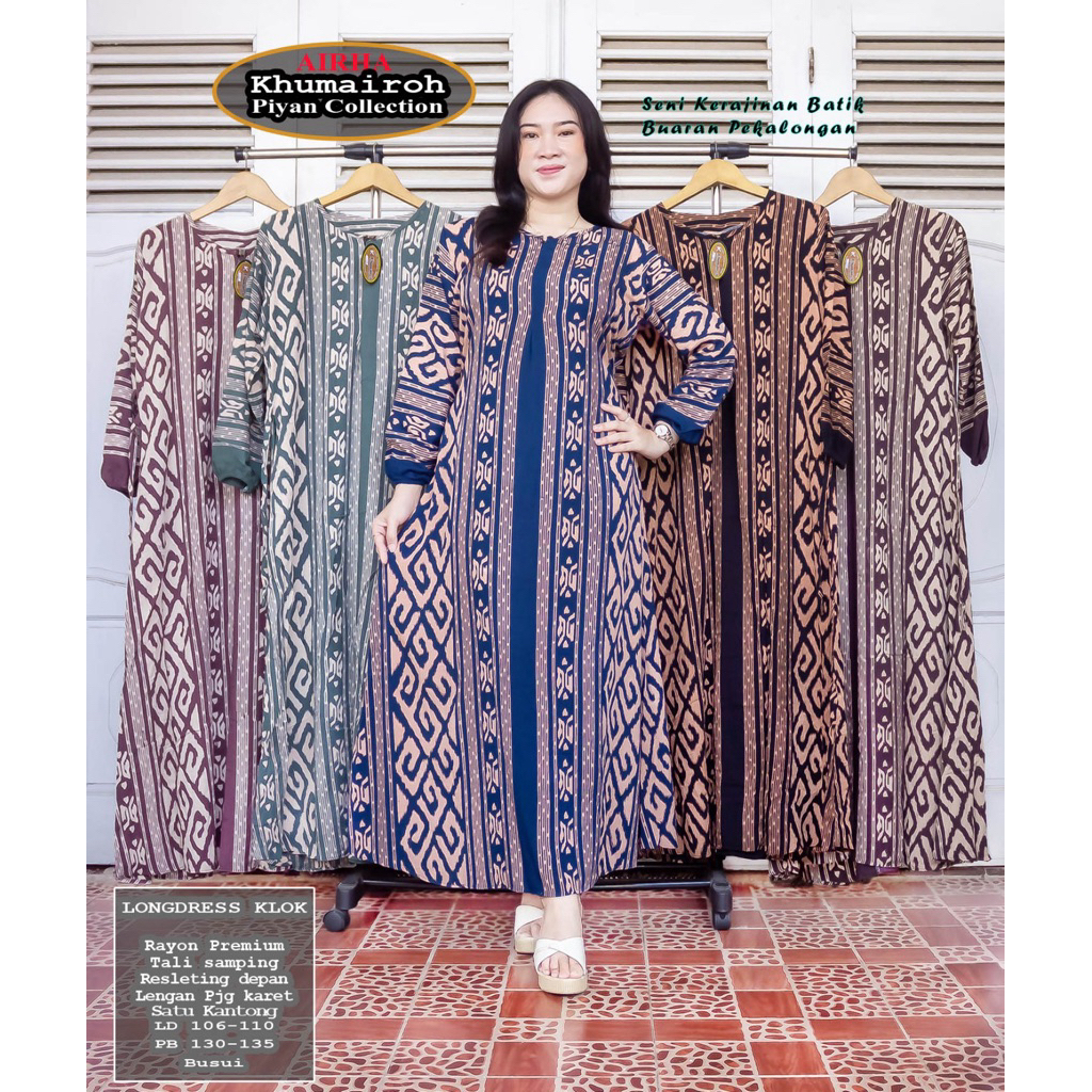 LONGDRES REMPEL BAWAH - DASTER LENGAN PANJANG SEMATA KAKI BATIK PRINT