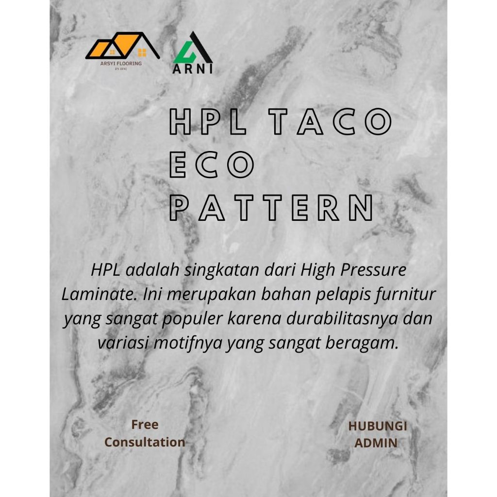 HPL Taco Eco Motif MARMER|Pelapis Furniture Best Quality