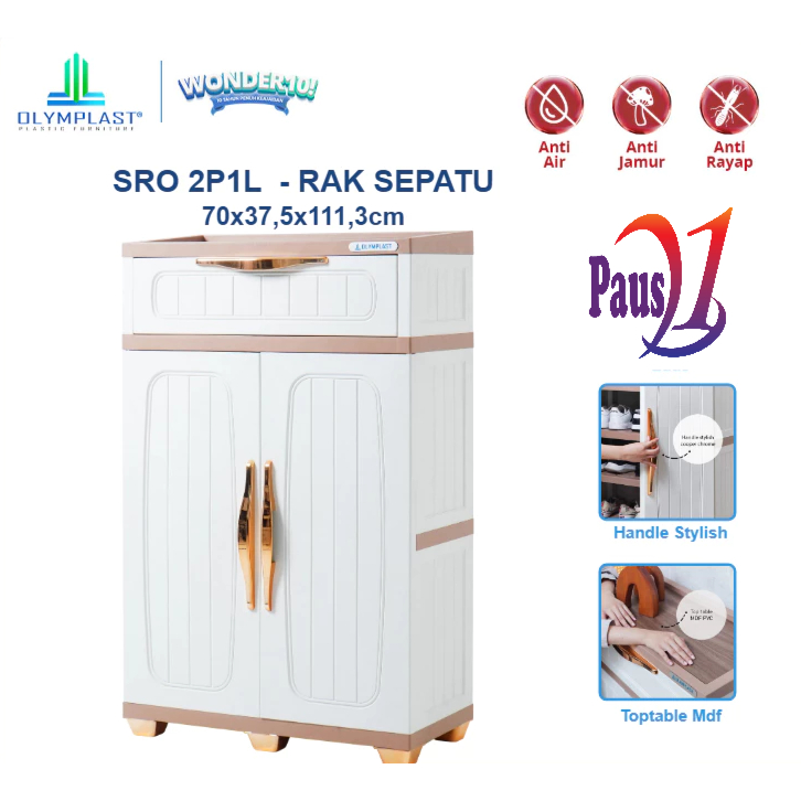 Olymplast SRO 2P1L / Rak Sepatu Olymplast / Rak Sepatu Susun Tertutup / Rak Sepatu 4 Tingkat 1 Laci