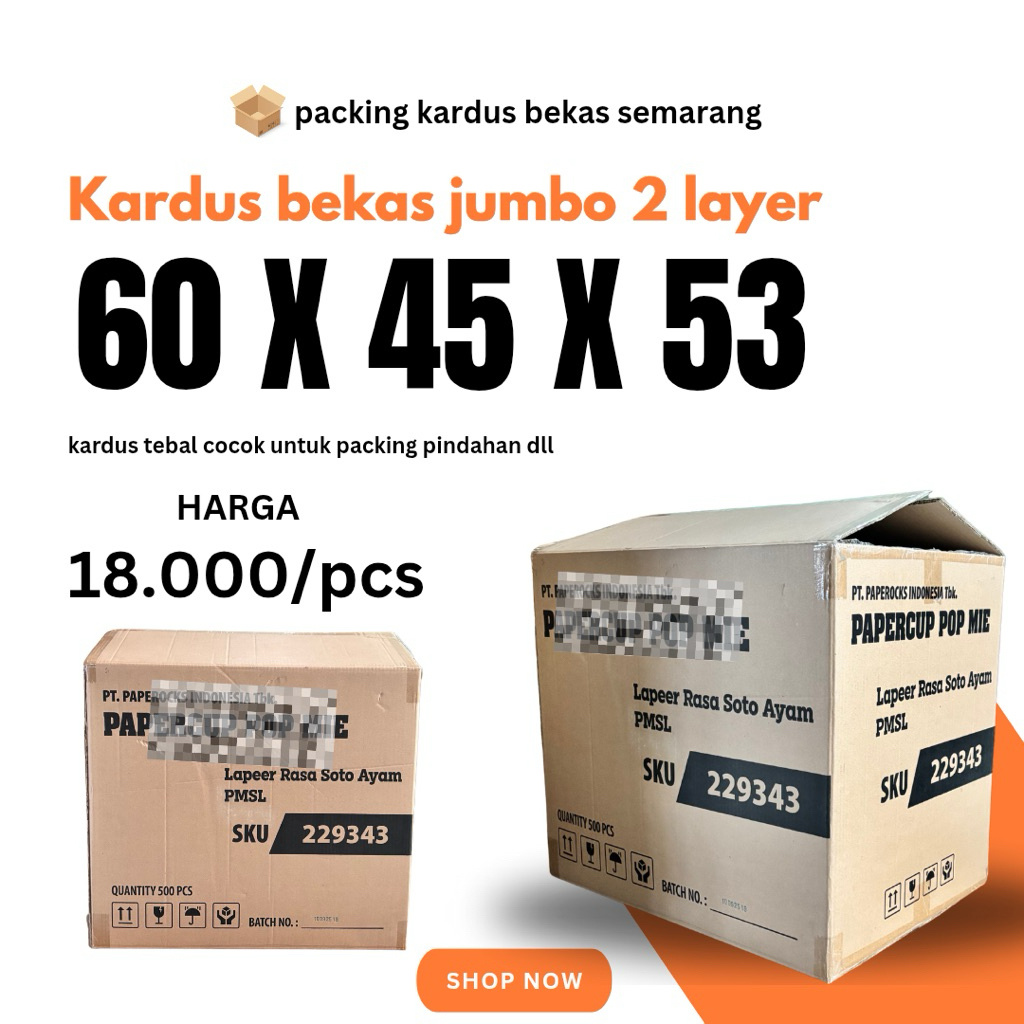 kardus bekas jumbo tebal 2 layer ukuran tertera difoto