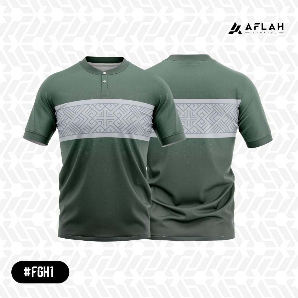 Jersey Koko Kemeja Muslim Pria Kerah Shanghai - FULL PRINTING BAHAN AIRWALK l FGH