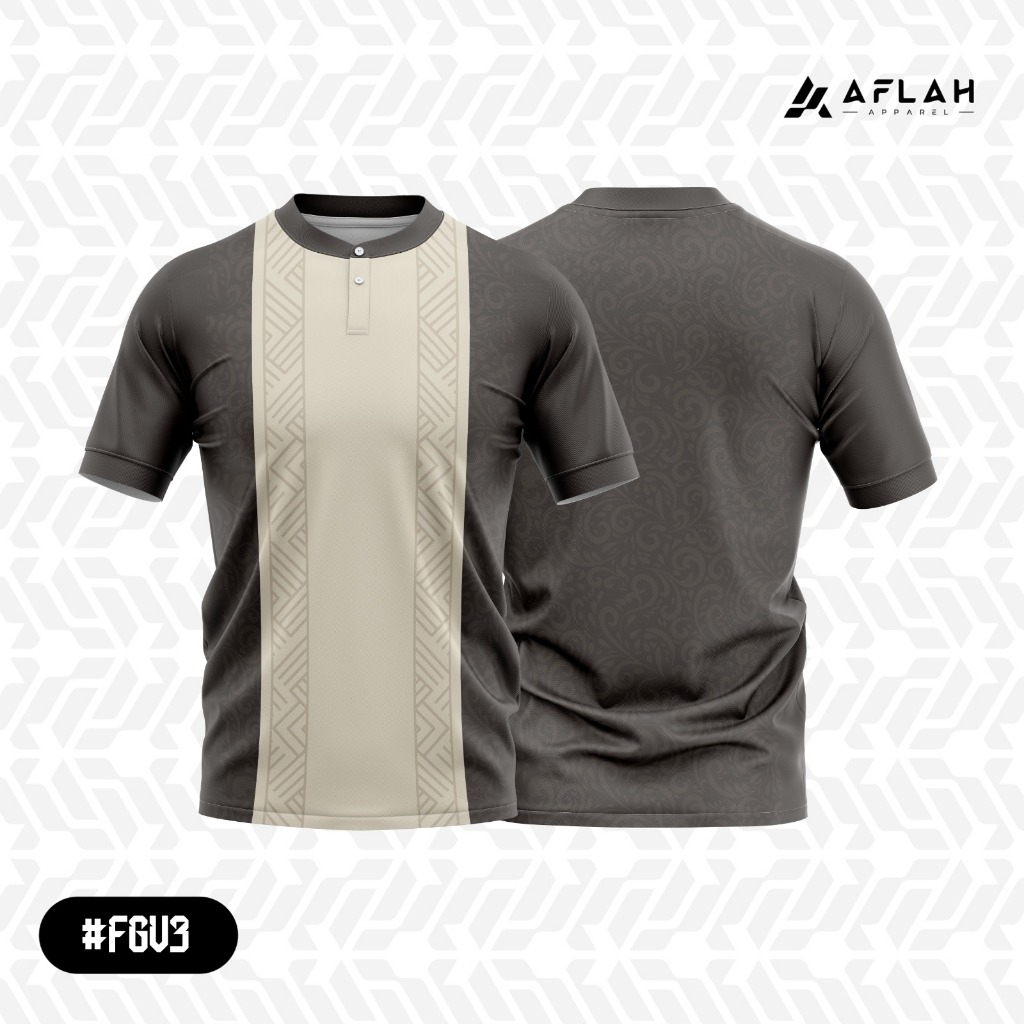 Jersey Koko Kemeja Muslim Pria Kerah Shanghai - FULL PRINTING BAHAN AIRWALK l FGV