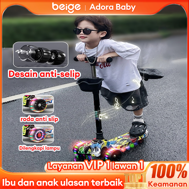 Sepeda Balance Skuter Anak Versi Deluxe Scooter perempuan skuter lipat Scooter Anak